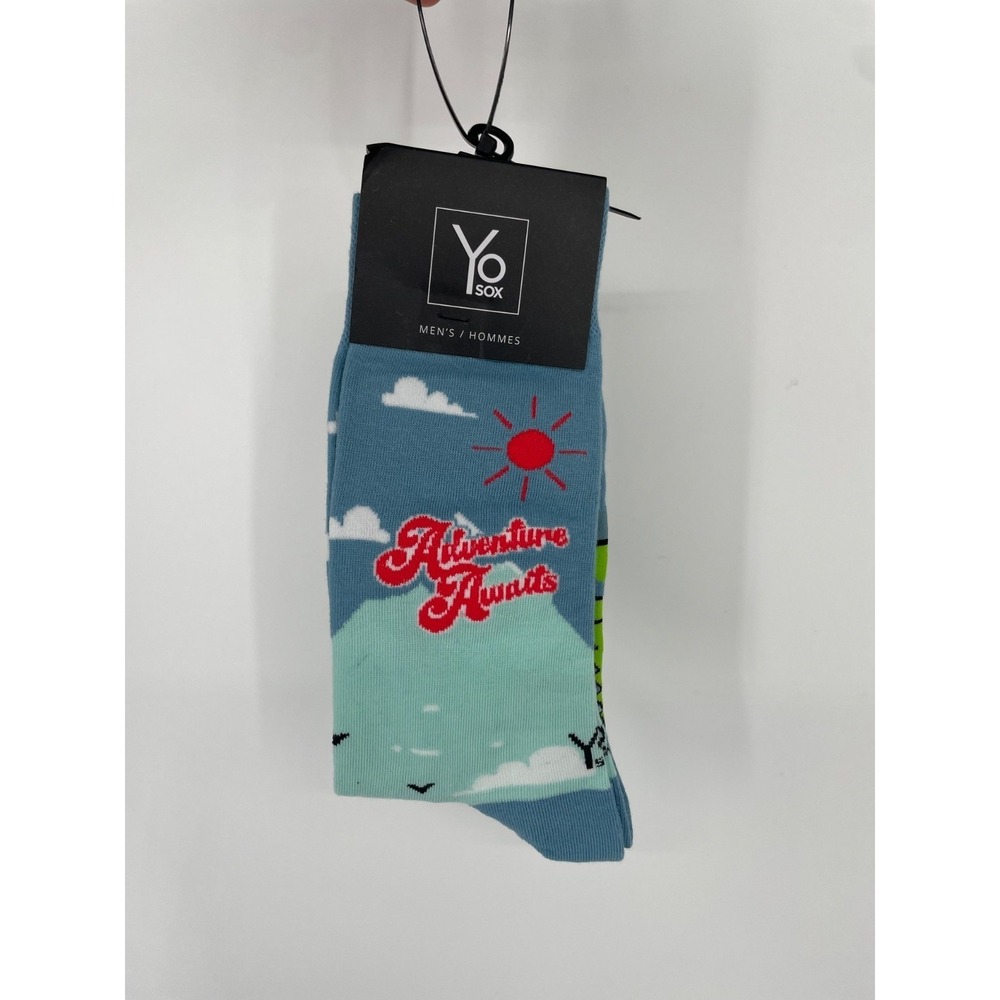 Yo‎ Sox Crew Socks Men's 7-12 Multicolor Graphic Print Stretch Performance NWT